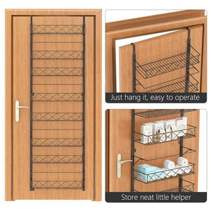 8-Shelf Metal Door Mount Pantry Organizer Spice Rack Organizer in Black