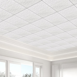 PVC 2 ft. x 2 ft. Traditional Embossing Pattern Drop in Ceiling Tile (48 sq.ft./case)