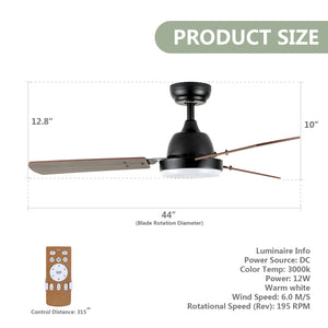 44 in. Ceiling Fan with LED Light and Remote, 6-Speeds, 2 Rotation Modes, Timer, Noble Bronze Finish