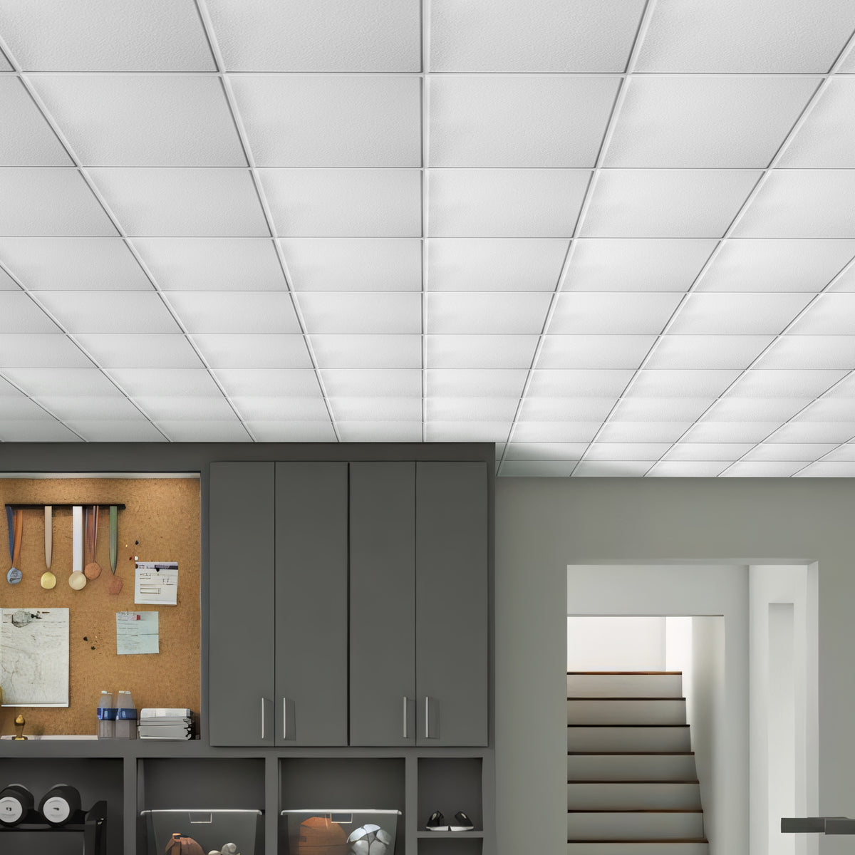 PVC 2 ft. x 2 ft. Embossing Drop in Ceiling Tile (48 sq. ft. /case)