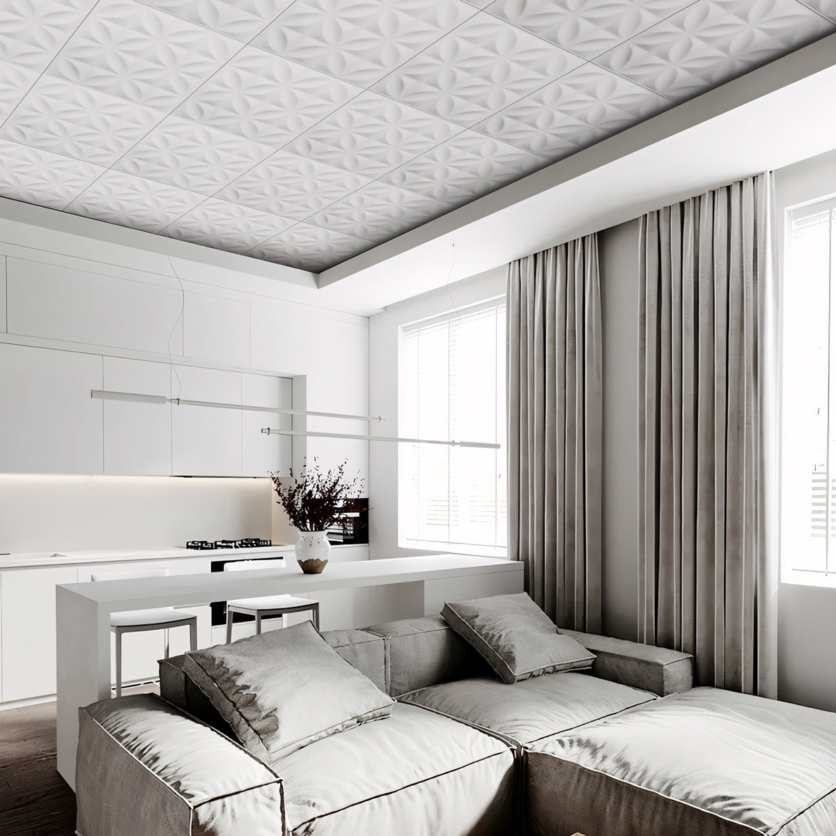 PVC 2 ft. x 2 ft. Embossing Drop in Ceiling Tile (48 sq.ft./case)