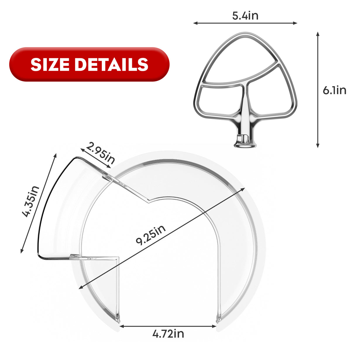 Pouring Shield for KitchenAid Stand Mixer, with Stainless Steel Paddle Attachment for Kitchenaid Mixer
