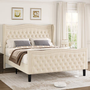 Upholstered Wingback Bed