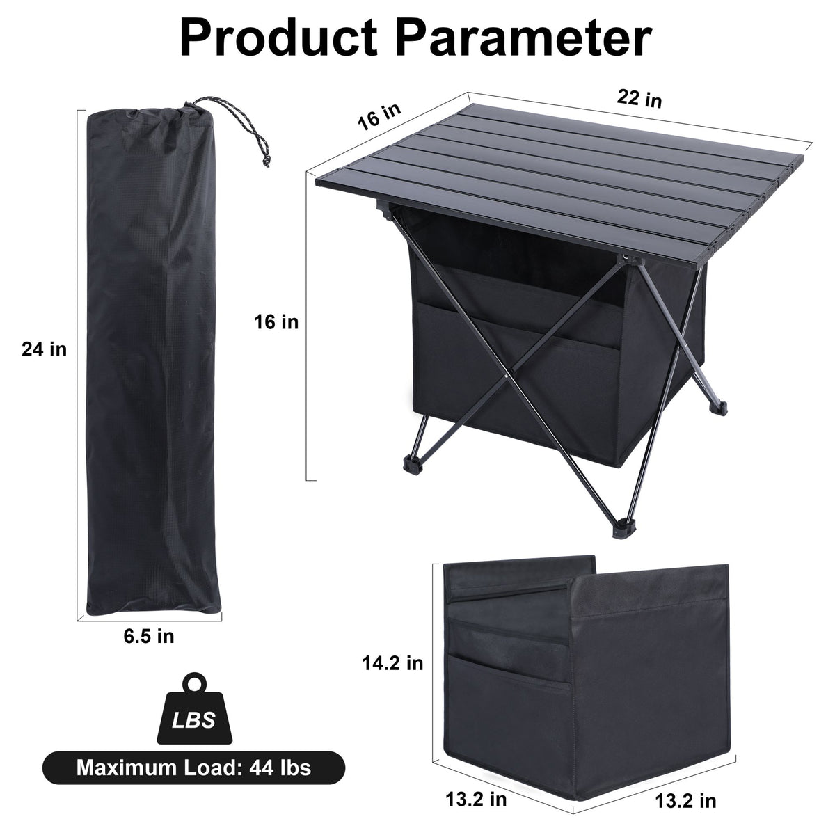 Portable Camping Table with Storage Bag. Size: Mideum