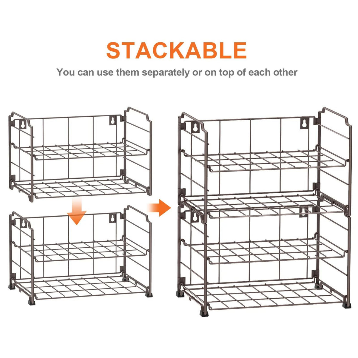 2-Tier (2 Pack) Stackable Freestanding Water Bottle Storage Rack in Bronze