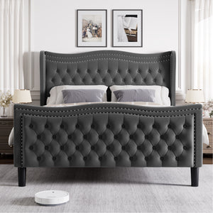 Upholstered Wingback Bed