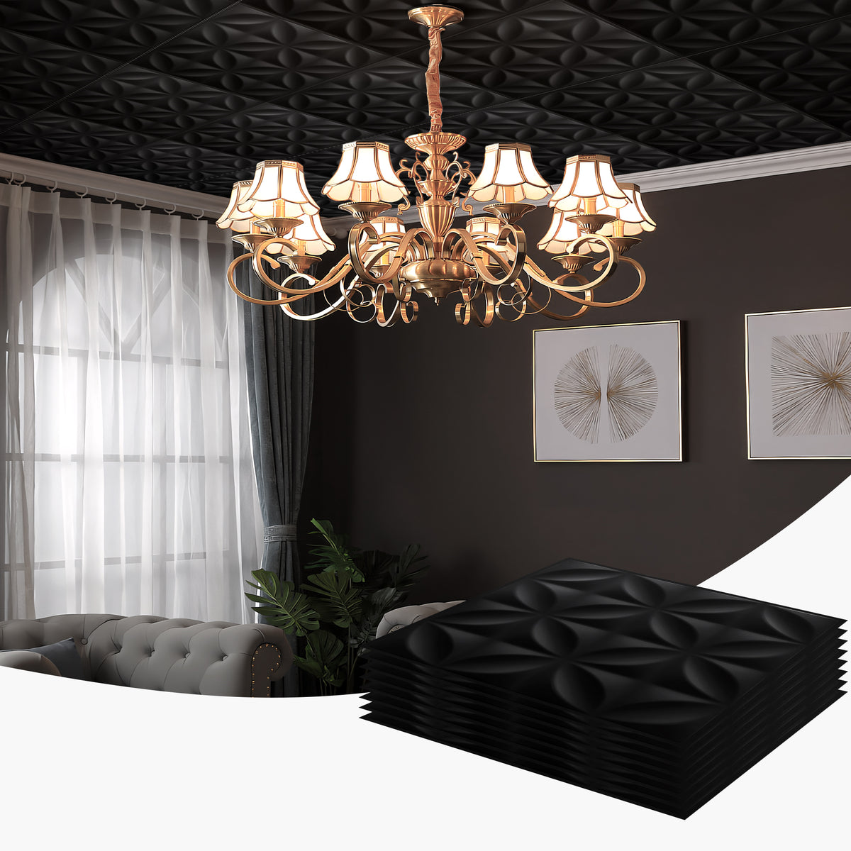 PVC 2 ft. x 2 ft. Embossing Drop in Ceiling Tile (48 sq.ft./case)