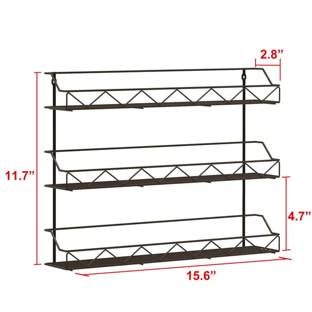 2 of Shelves 3-Tier Brozne Wall Mount Spice Rack Organizer