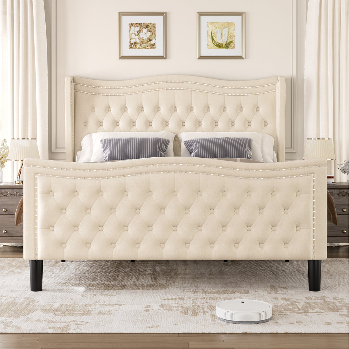 Upholstered Wingback Bed
