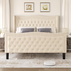 Upholstered Wingback Bed