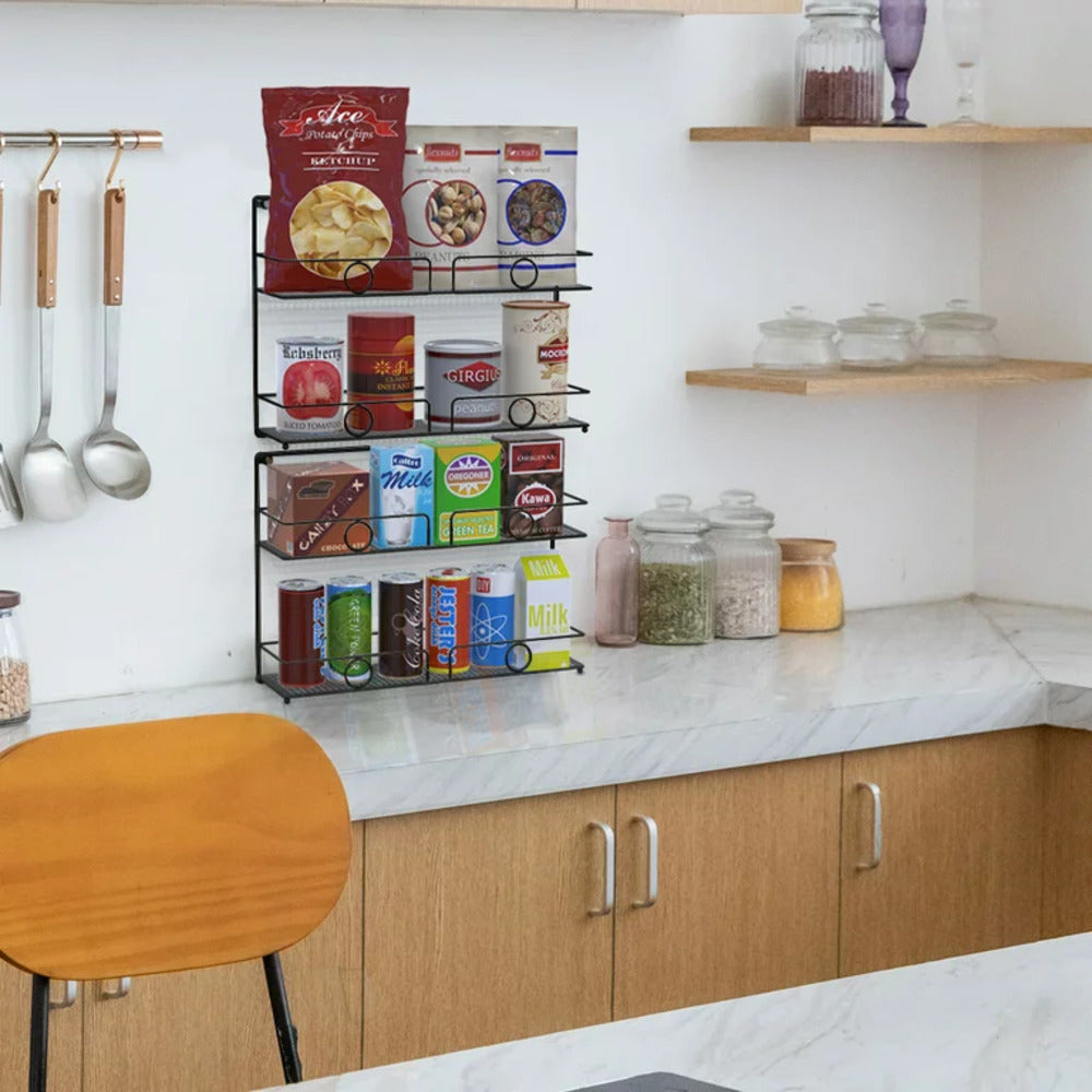 2 of Shelves 2-Tier Black Wall Mount Spice Rack Organizer