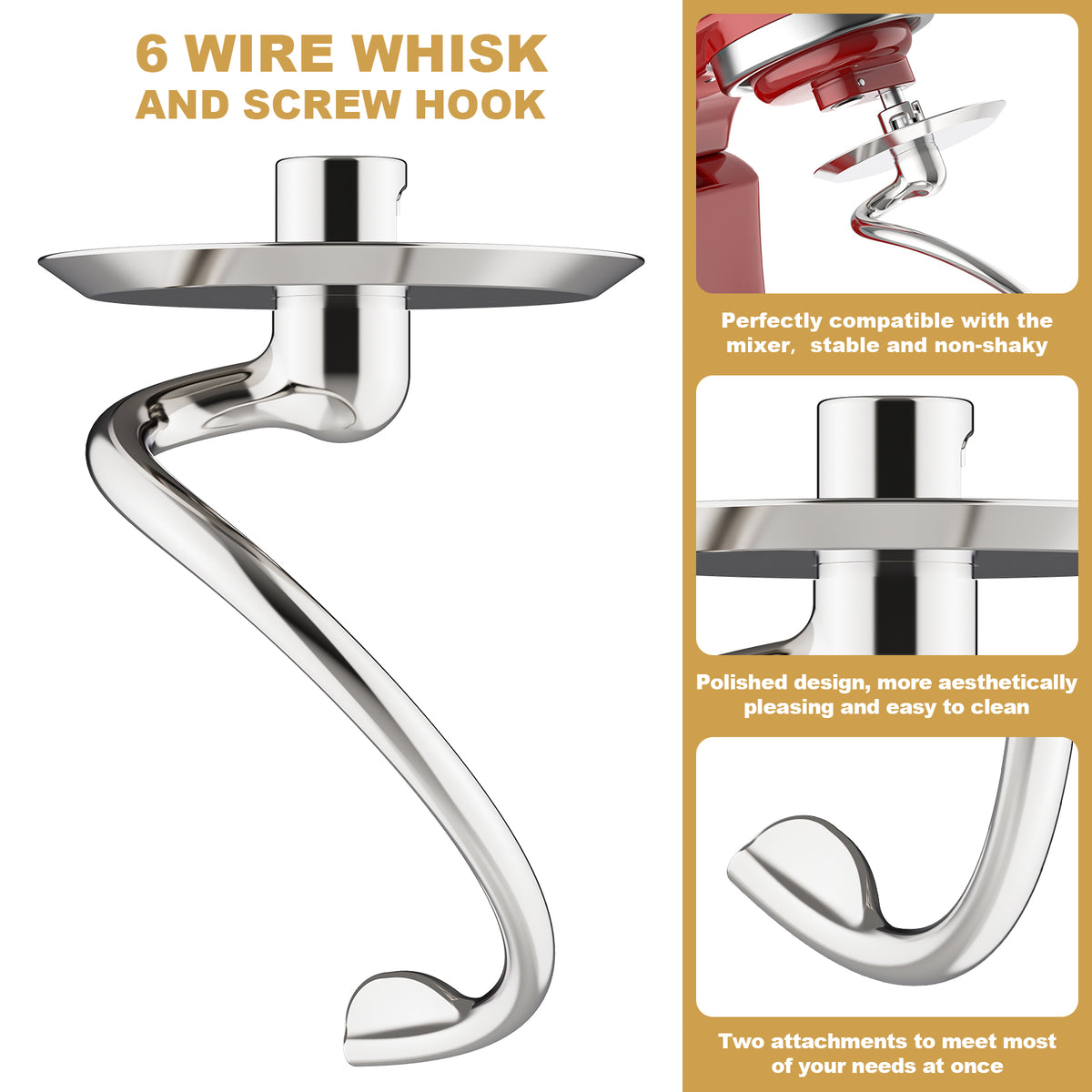 Mixers Accessories K45WW Wire Whip K45DH Dough Hook Attachment for KitchenAid Stand Mixer