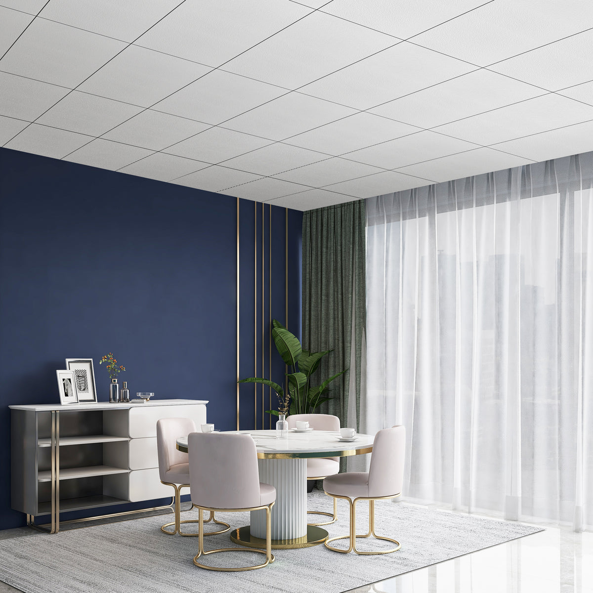 Textured Square Edge 2 ft. x 4 ft. PVC Lay-in Ceiling Tile (80 sq. ft./case)