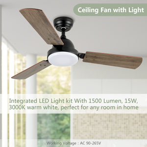 44 in. Ceiling Fan with LED Light and Remote, 6-Speeds, 2 Rotation Modes, Timer, Noble Bronze Finish