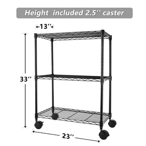 3-Tier Steel Wire Shelving with Wheels