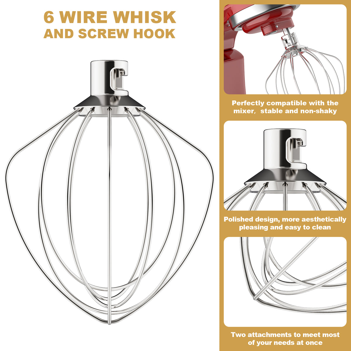 Mixers Accessories K45WW Wire Whip K45DH Dough Hook Attachment for KitchenAid Stand Mixer