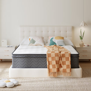 Queen Medium Firm Hubrid Knitted Fabric Cover Pocketed Spring 10 in. Bed-in-a-Box Mattress