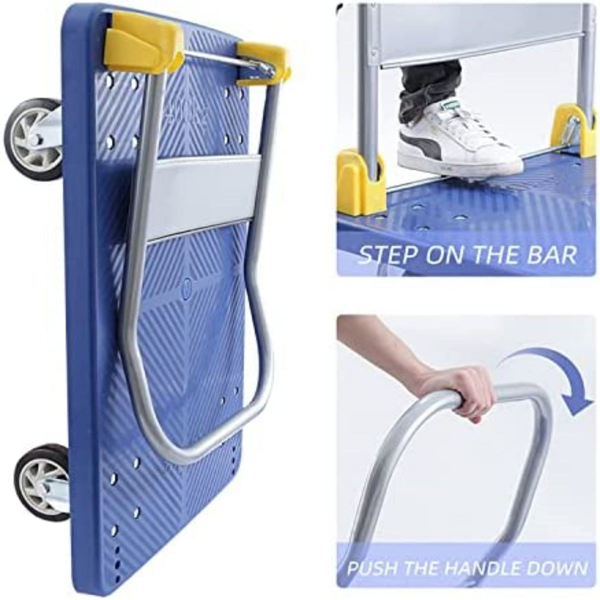 880 lbs. Platform Truck With 360-Degree Swivel Wheels Foldable Push Hand Cart