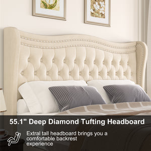Upholstered Wingback Bed