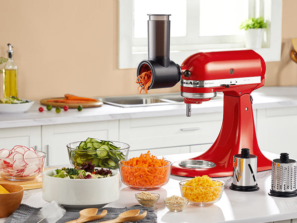 Kitchen Rotary Cheese Grater Attachment Vege Fruit Slicer Shredder With 3 Blades For KitchenAid