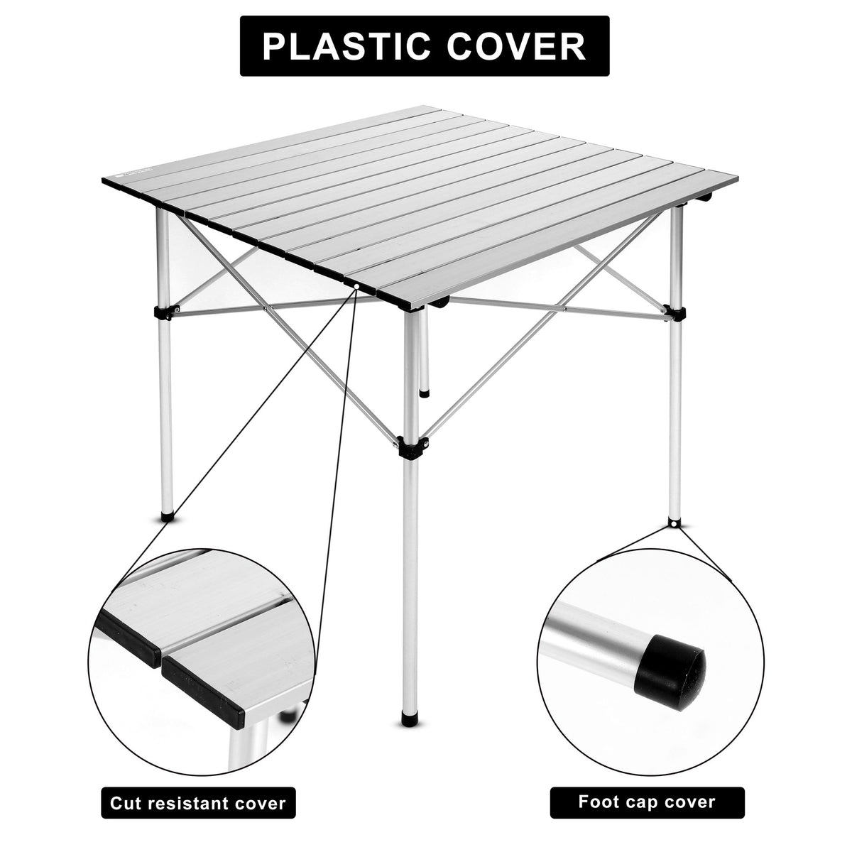 28 in. Square Portable Folding Aluminum Picnic Table in Sliver