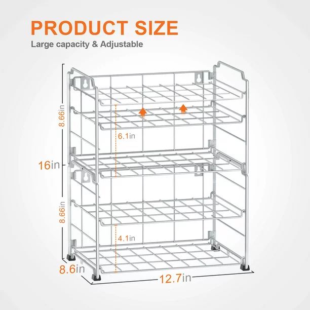 2 Tier (2 Pack) Stackable Freestanding Water Bottle Storage Rack in Silver