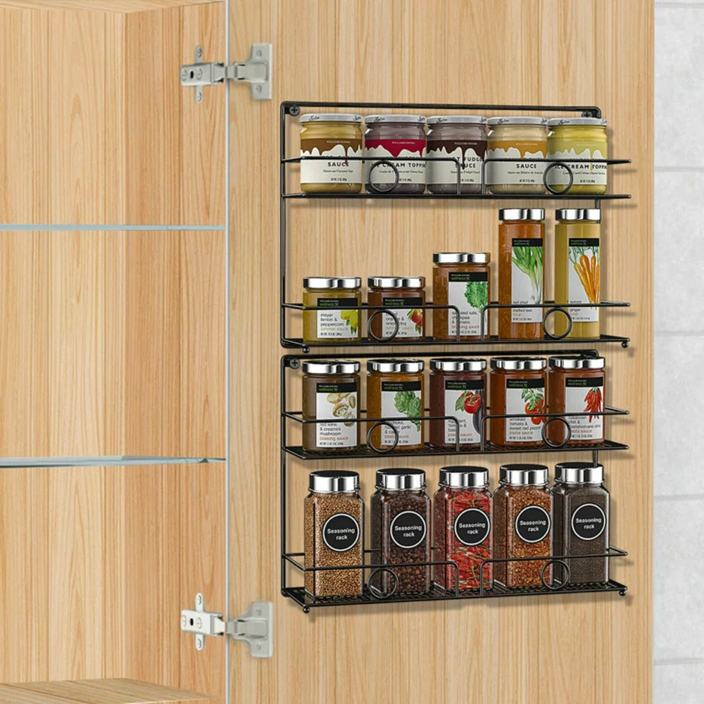 2 of Shelves 2-Tier Black Wall Mount Spice Rack Organizer