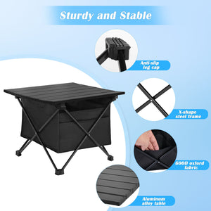 Portable Camping Side Table with Storage Bag. Size: Small