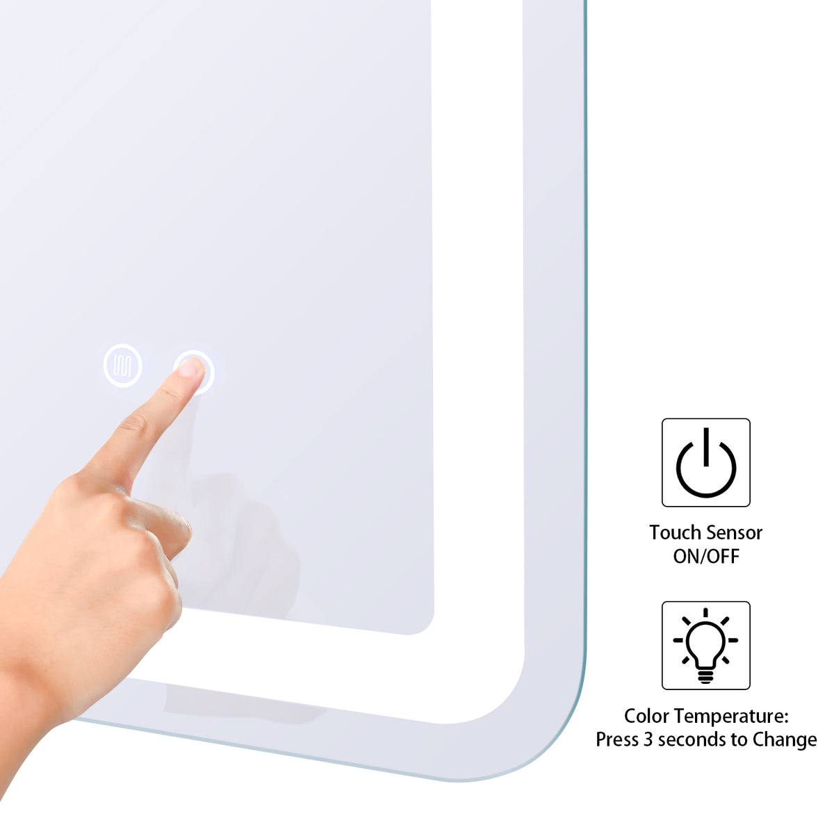 27.5 in. W x 35.4 in. H Rectangular Frameless Large Wall Anti-Fog Dimmable LED Bathroom Vanity Mirror