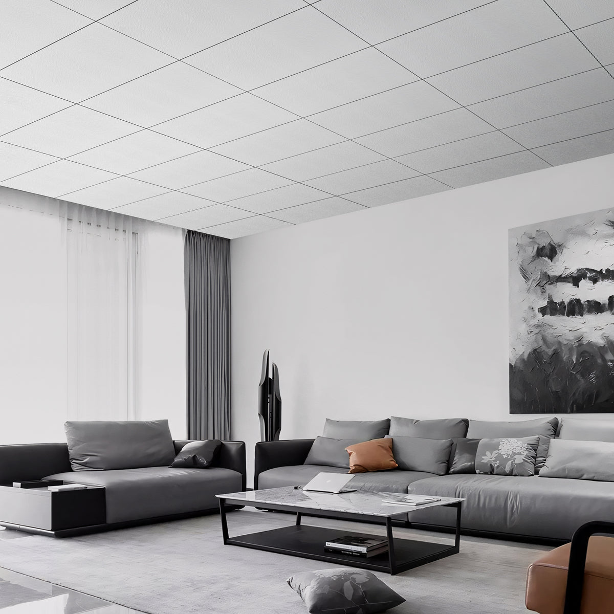 Textured Square Edge 2 ft. x 4 ft. PVC Lay-in Ceiling Tile (80 sq. ft./case)