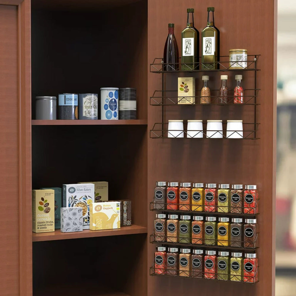 2 of Shelves 3-Tier Brozne Wall Mount Spice Rack Organizer