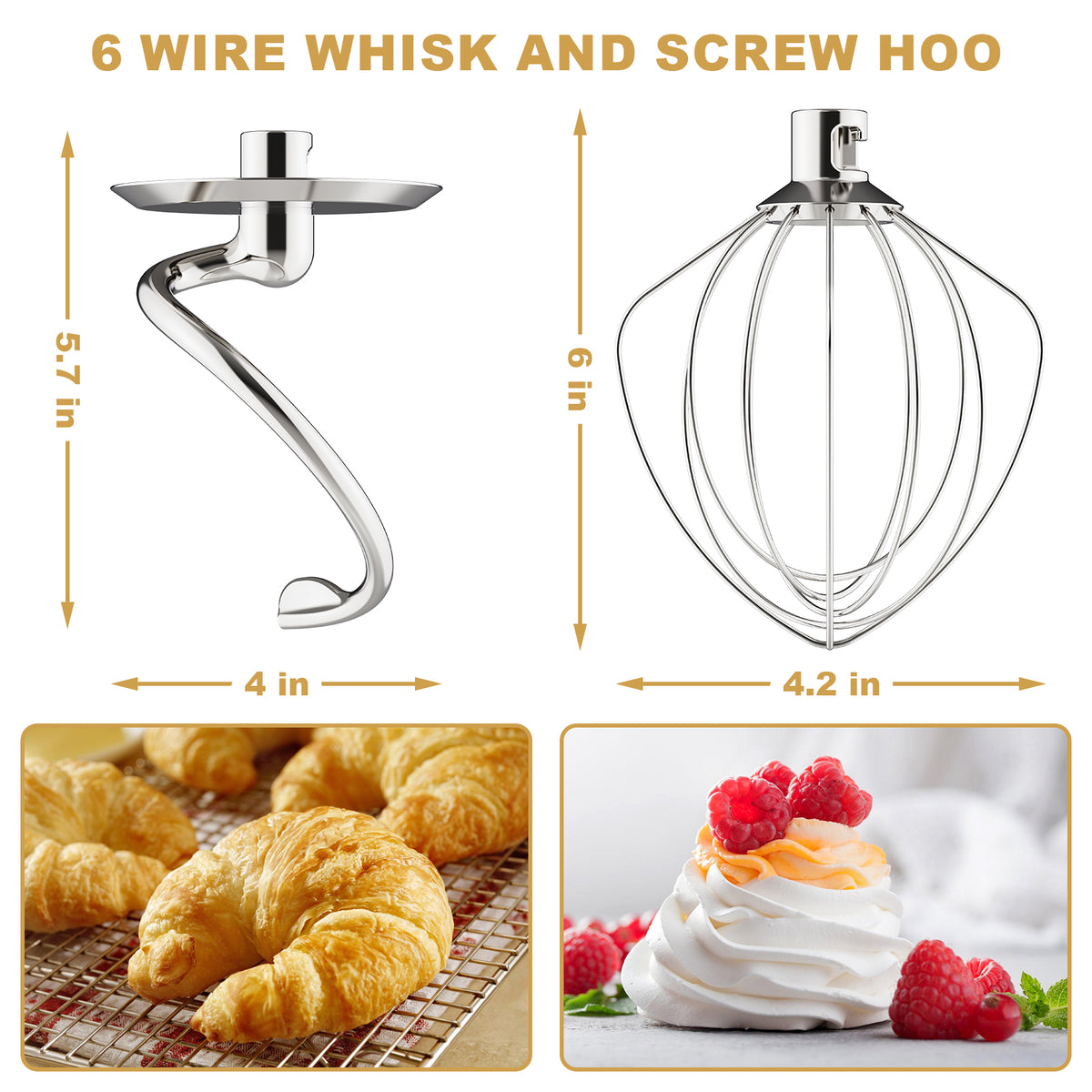 Mixers Accessories K45WW Wire Whip K45DH Dough Hook Attachment for KitchenAid Stand Mixer