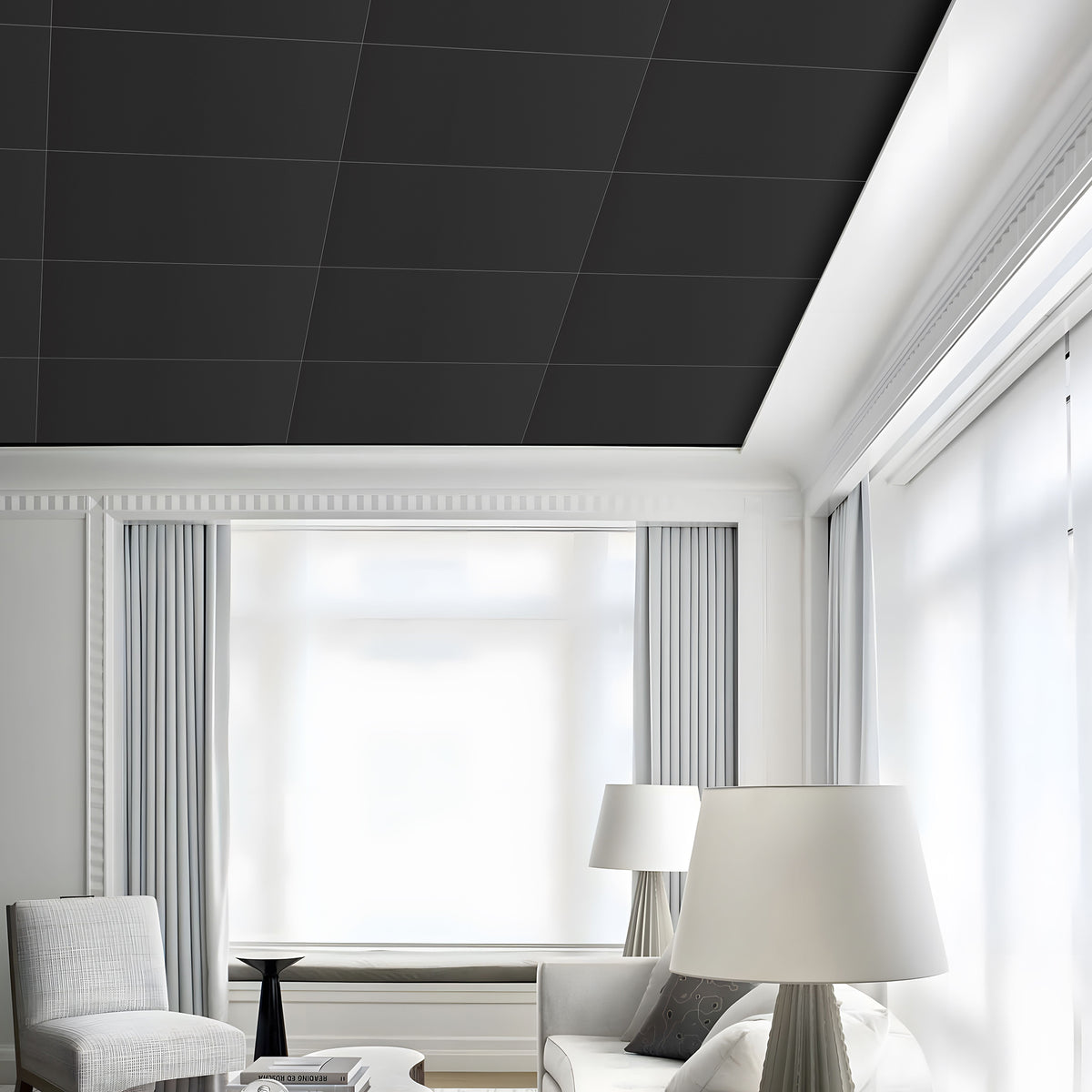 PVC 2 ft. x 4 ft. Embossing Plaid pattern Drop in Ceiling Tile (80 sq.ft./case)