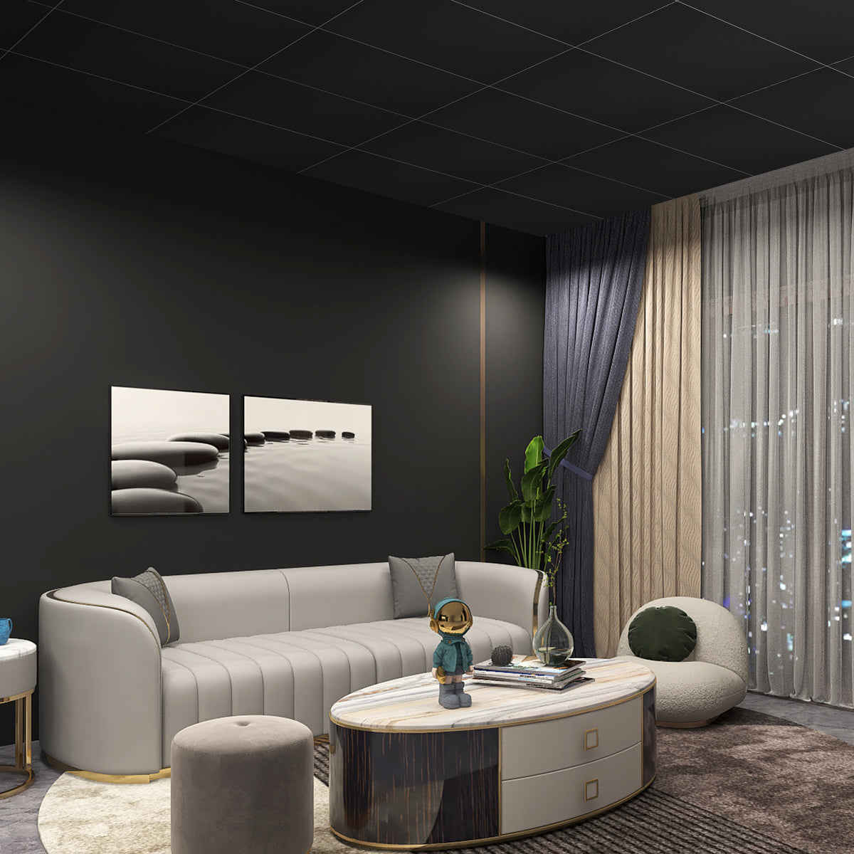 Textured Square Edge 2 ft. x 4 ft. PVC Lay-in Ceiling Tile (80 sq. ft./case)