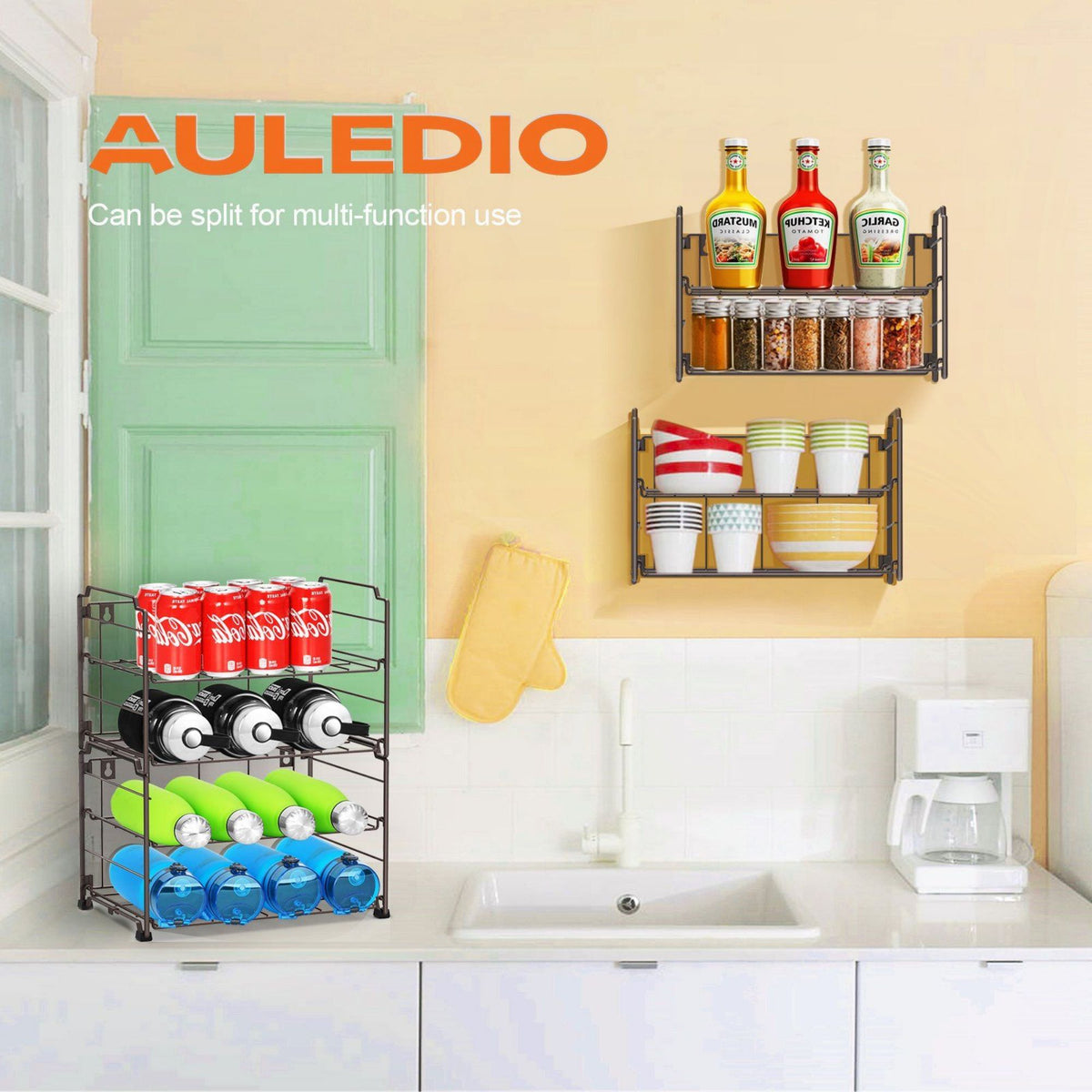 2-Tier (2 Pack) Stackable Freestanding Water Bottle Storage Rack in Bronze