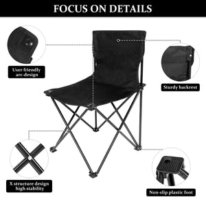 Mini Armless Portable Folding Camping Chair for Outdoor Camping Fishing in Black