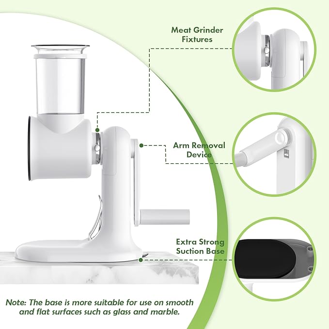 Cheese Grater Hand Crank, Kitchen Vegetable Slicer with 5 Blades