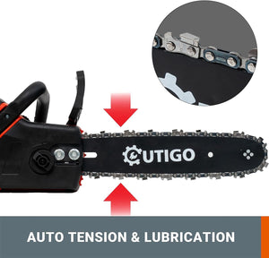 21V Lithium 12 in. Brushless Cordless Battery Powered Pruning Chainsaw with 2 rechargeable 21V 4000mAh batteries