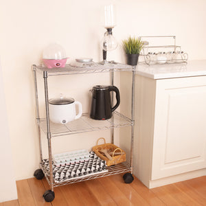 3-Tier Steel Wire Shelving with Wheels