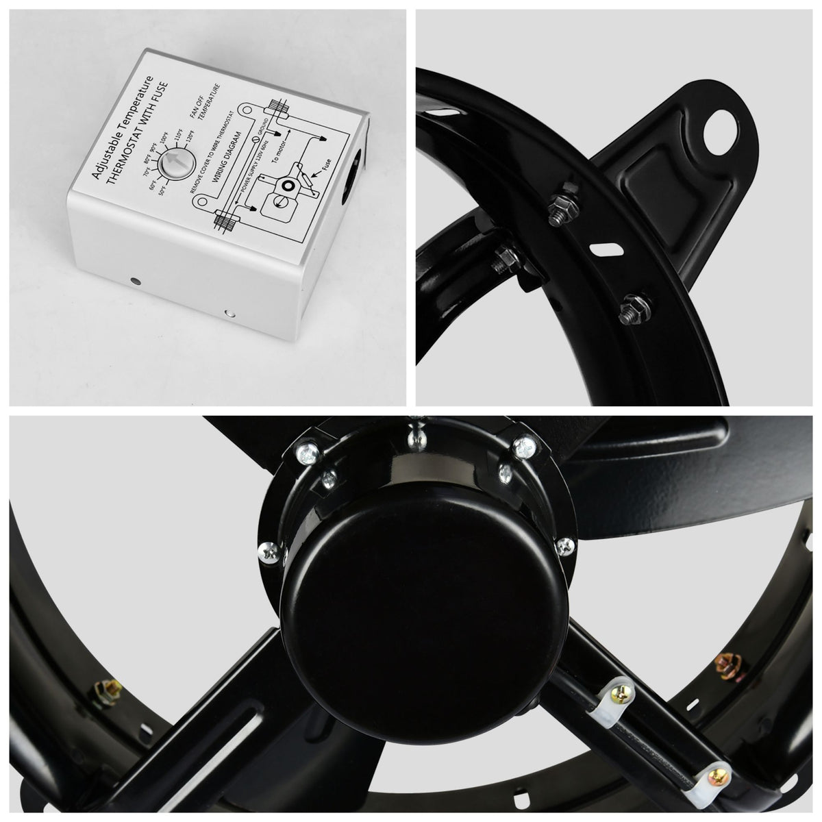 14 in. windor fan attic Gable Ventilator With Adjustable Temperature Thermostat in Black （1-Pack