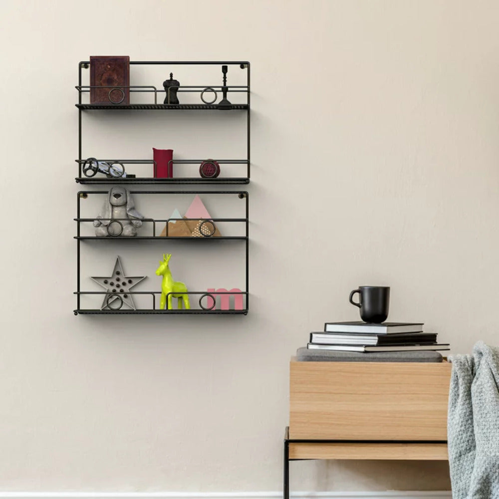 2 of Shelves 2-Tier Black Wall Mount Spice Rack Organizer