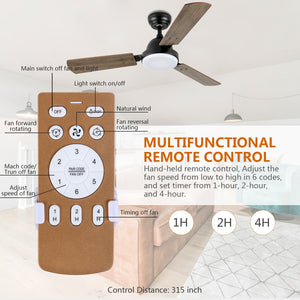 44 in. Ceiling Fan with LED Light and Remote, 6-Speeds, 2 Rotation Modes, Timer, Noble Bronze Finish