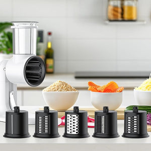 Cheese Grater Hand Crank, Kitchen Vegetable Slicer with 5 Blades