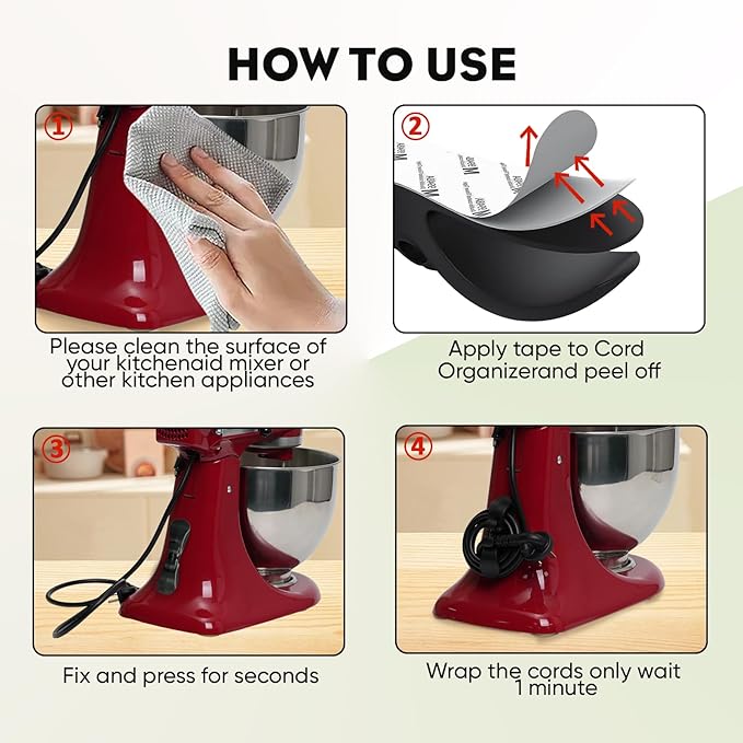 Cover for KitchenAid Stand Mixer, Mixer Cover Kitchen Aid with 2 Cord Organizers, Fit 3.5-6 qt Mixer