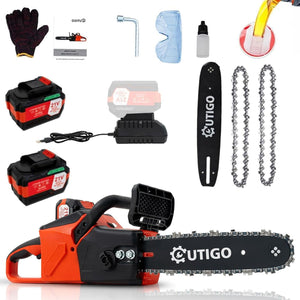 21V Lithium 12 in. Brushless Cordless Battery Powered Pruning Chainsaw with 2 rechargeable 21V 4000mAh batteries