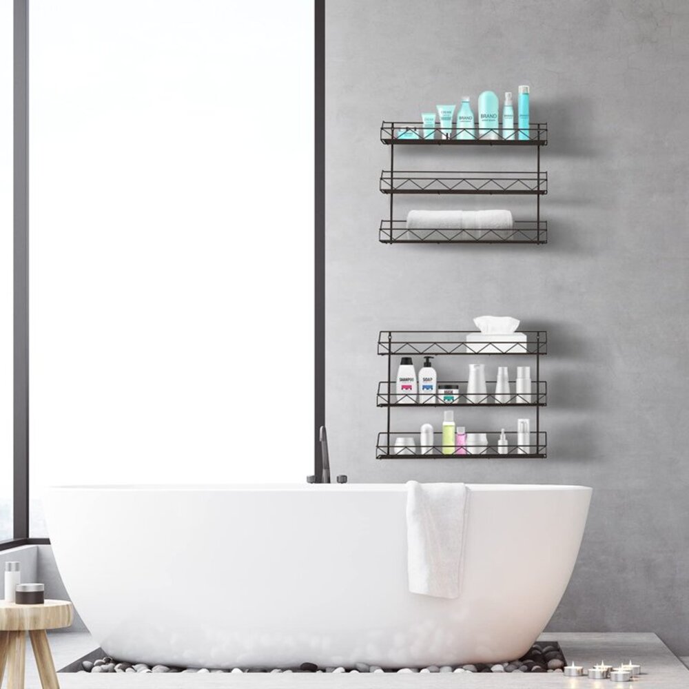 2 of Shelves 3-Tier Brozne Wall Mount Spice Rack Organizer