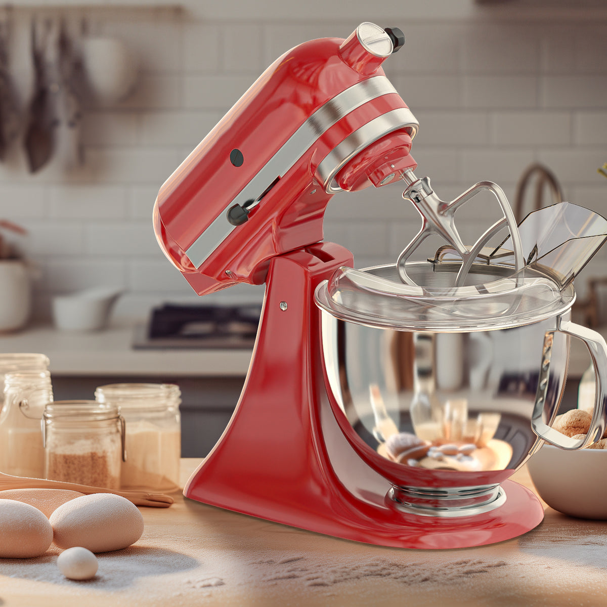 Pouring Shield for KitchenAid Stand Mixer, with Stainless Steel Paddle Attachment for Kitchenaid Mixer