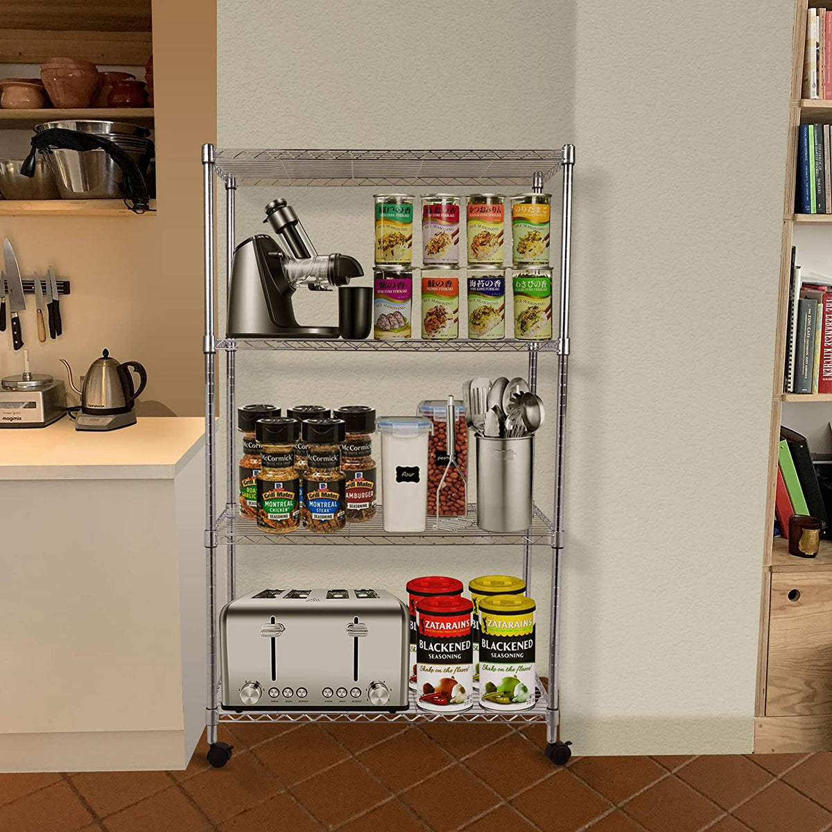 4-Tier Steel Wire Shelving Unit
