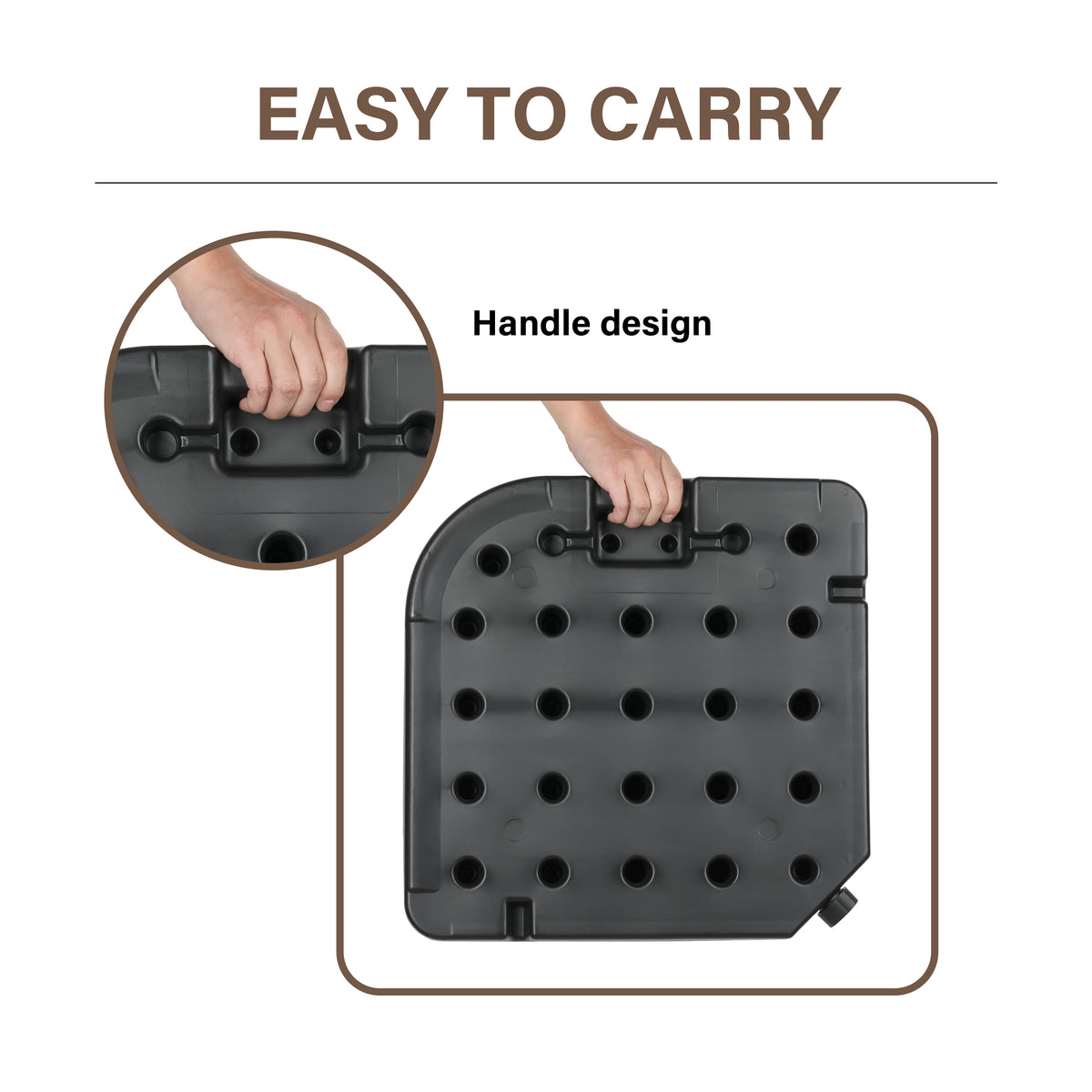 4-Piece Plastic Patio Umbrella Base Plate Set with Easy-Fill Spouts and Handle in Black