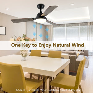 44 in. Ceiling Fan with LED Light and Remote, 6-Speeds, 2 Rotation Modes, Timer, Noble Bronze Finish